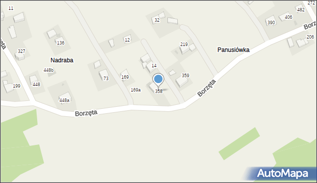 Borzęta, Borzęta, 358, mapa Borzęta