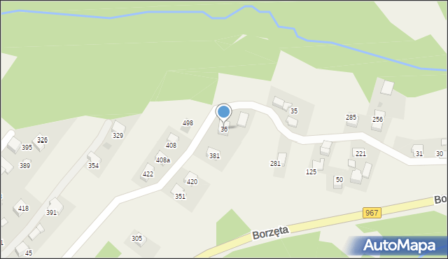 Borzęta, Borzęta, 36, mapa Borzęta