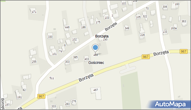 Borzęta, Borzęta, 488, mapa Borzęta