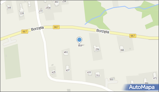 Borzęta, Borzęta, 503, mapa Borzęta