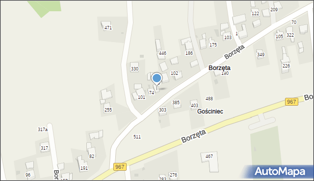 Borzęta, Borzęta, 74a, mapa Borzęta