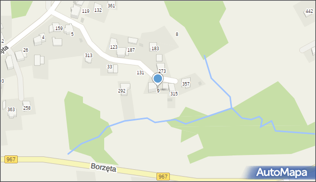 Borzęta, Borzęta, 9, mapa Borzęta