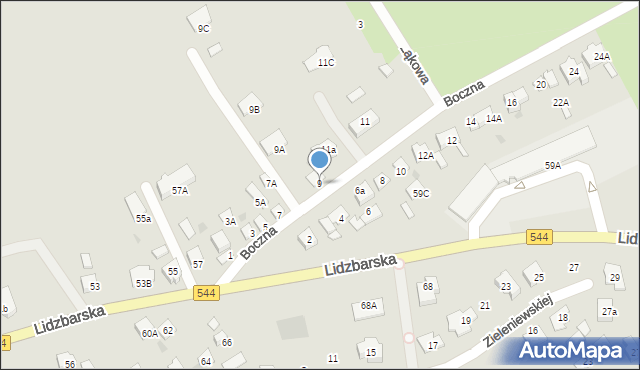 Brodnica, Boczna, 9, mapa Brodnica