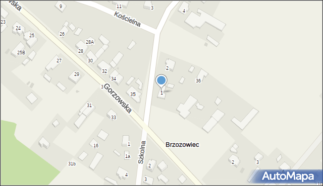 Brzozowiec, Borkowska, 1, mapa Brzozowiec