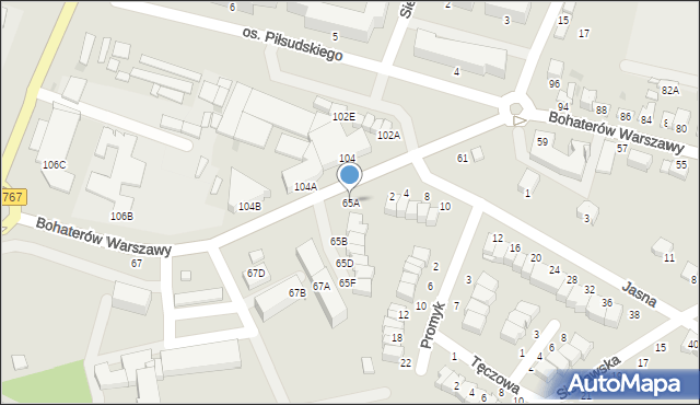 Busko-Zdrój, Bohaterów Warszawy, 65A, mapa Busko-Zdrój