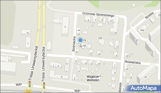 Bydgoszcz, Bośniacka, 8a, mapa Bydgoszczy