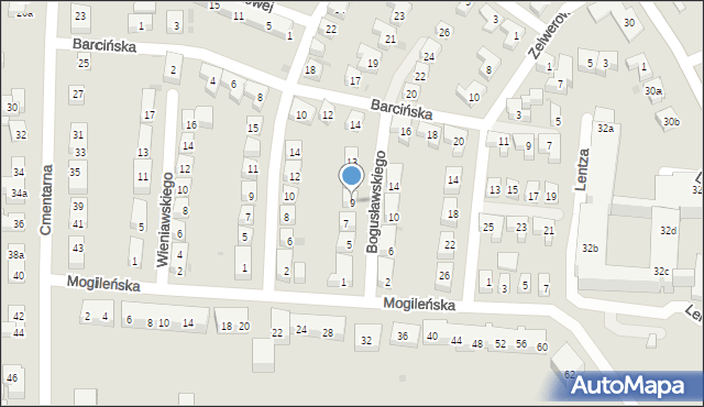 Bydgoszcz, Bogusławskiego Wojciecha, 9, mapa Bydgoszczy