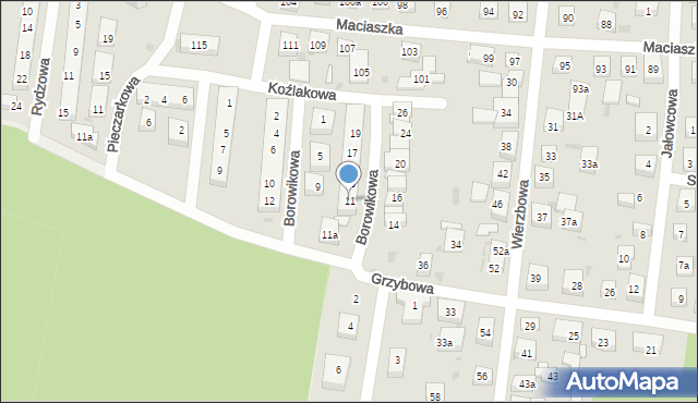 Bydgoszcz, Borowikowa, 11, mapa Bydgoszczy