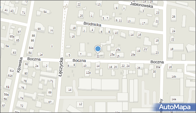 Bydgoszcz, Boczna, 11, mapa Bydgoszczy
