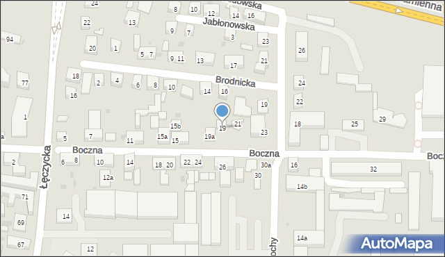 Bydgoszcz, Boczna, 19, mapa Bydgoszczy