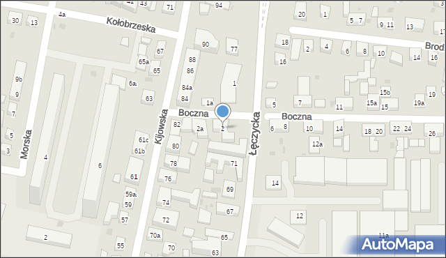 Bydgoszcz, Boczna, 2, mapa Bydgoszczy