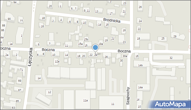 Bydgoszcz, Boczna, 24, mapa Bydgoszczy