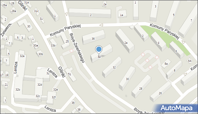 Bydgoszcz, Boya-Żeleńskiego Tadeusza, 34, mapa Bydgoszczy