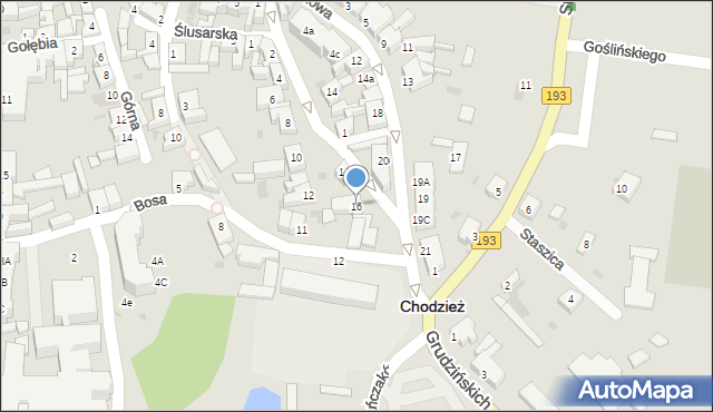 Chodzież, Boczna, 16, mapa Chodzież