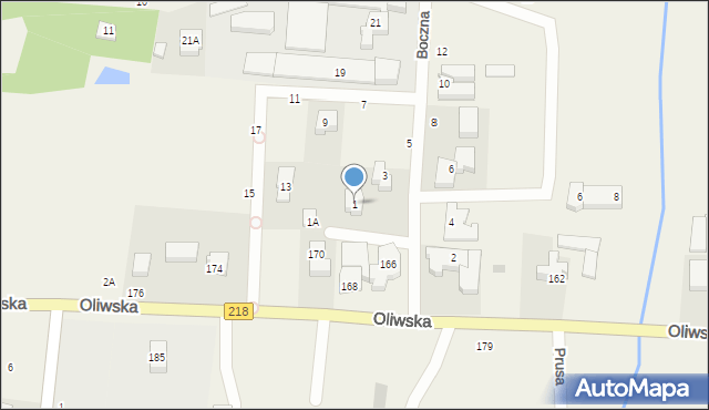 Chwaszczyno, Boczna, 1, mapa Chwaszczyno