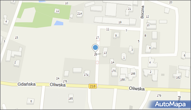 Chwaszczyno, Boczna, 15, mapa Chwaszczyno