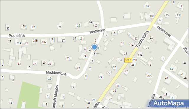 Czersk, Boczna, 3, mapa Czersk