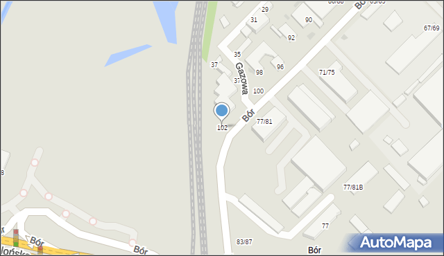 Częstochowa, Bór, 102, mapa Częstochowy