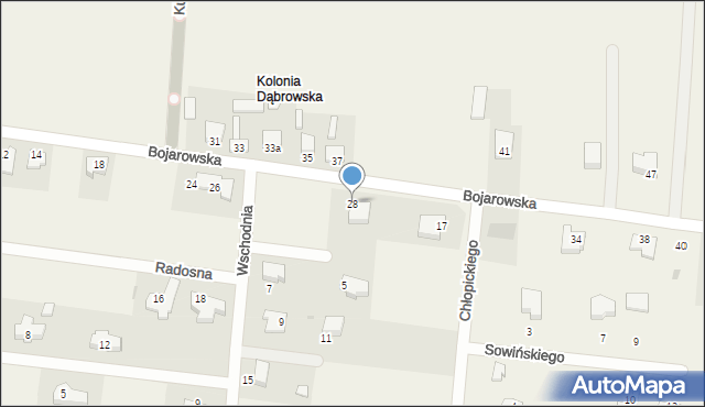 Dąbrowa, Bojarowska, 28, mapa Dąbrowa