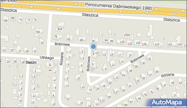 Dąbrowa Górnicza, Bobrowa, 1, mapa Dąbrowa Górnicza