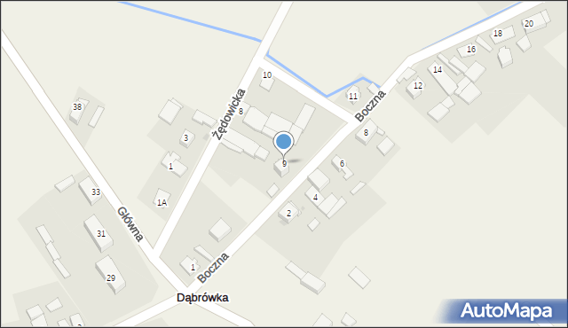 Dąbrówka, Boczna, 9, mapa Dąbrówka