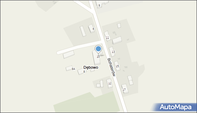 Dębowo, Bohaterów, 10, mapa Dębowo