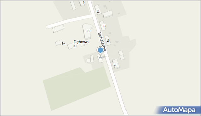 Dębowo, Bohaterów, 12, mapa Dębowo