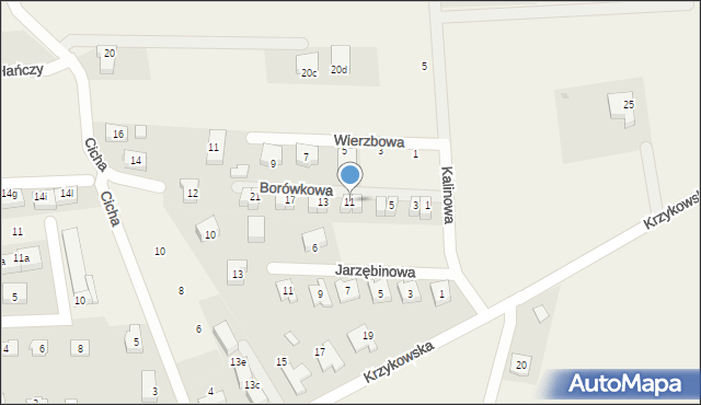 Dobrzykowice, Borówkowa, 11, mapa Dobrzykowice