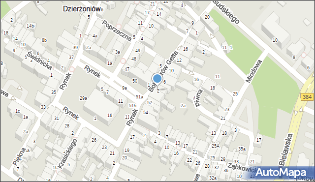 Dzierżoniów, Bohaterów Getta, 2, mapa Dzierżoniów