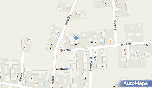 Galewice, Boczna, 1a, mapa Galewice