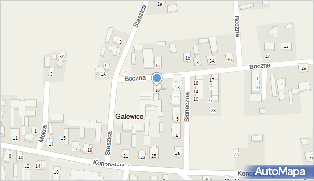 Galewice, Boczna, 1b, mapa Galewice