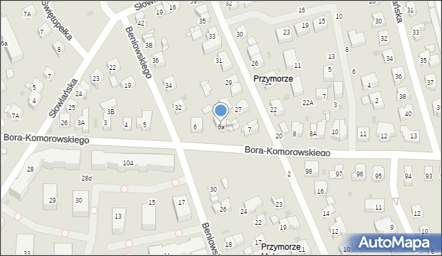 Gdańsk, Bora-Komorowskiego Tadeusza, gen., 6a, mapa Gdańska