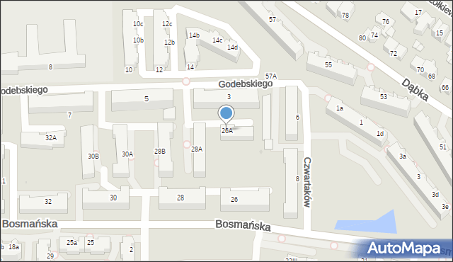 Gdynia, Bosmańska, 26A, mapa Gdyni
