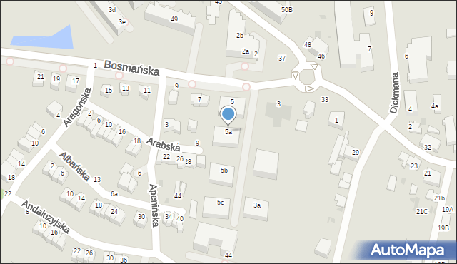 Gdynia, Bosmańska, 5a, mapa Gdyni