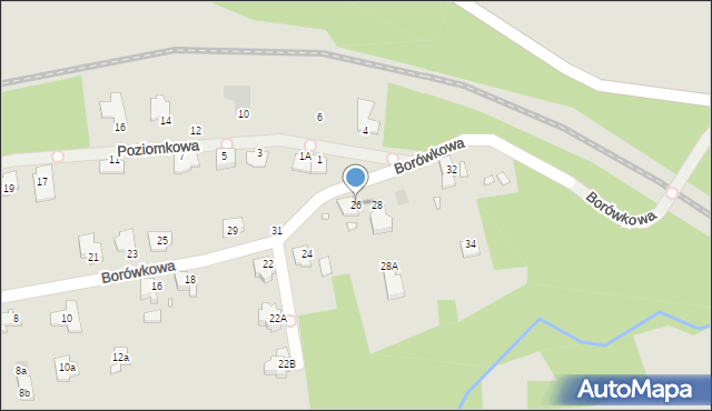 Gliwice, Borówkowa, 26, mapa Gliwic
