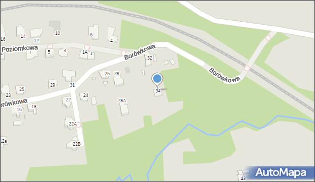 Gliwice, Borówkowa, 34, mapa Gliwic