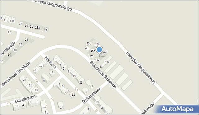 Głogów, Bolesława Śmiałego, 49c, mapa Głogów