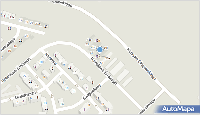 Głogów, Bolesława Śmiałego, 51b, mapa Głogów