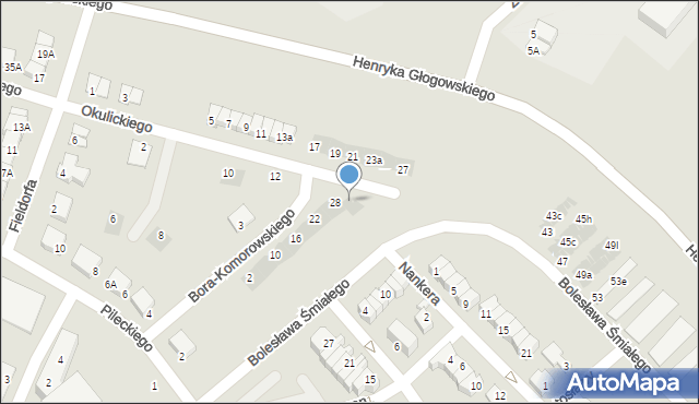 Głogów, Bora-Komorowskiego Tadeusza, gen., 30, mapa Głogów