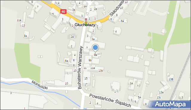 Głuchołazy, Bohaterów Warszawy, 9a, mapa Głuchołazy