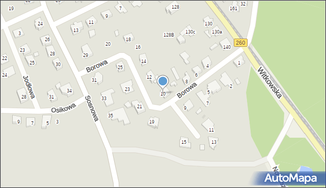 Gniezno, Borowa, 10, mapa Gniezna