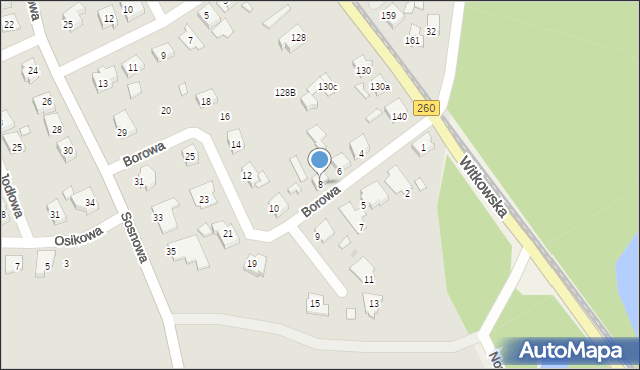 Gniezno, Borowa, 8, mapa Gniezna