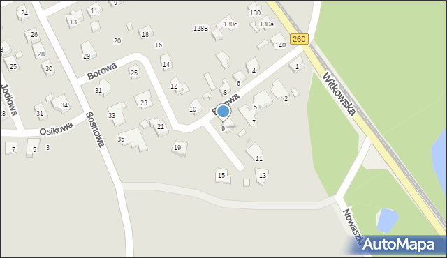 Gniezno, Borowa, 9, mapa Gniezna