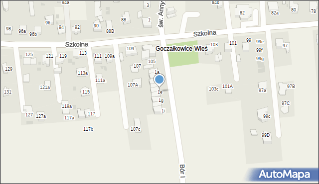 Goczałkowice-Zdrój, Bór I, 1e, mapa Goczałkowice-Zdrój