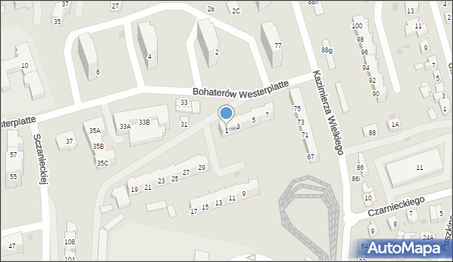 Gorzów Wielkopolski, Bohaterów Westerplatte, 1, mapa Gorzów Wielkopolski