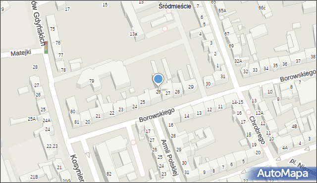 Gorzów Wielkopolski, Borowskiego Edwarda, 26, mapa Gorzów Wielkopolski