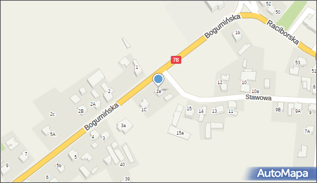 Gorzyce, Bogumińska, 1a, mapa Gorzyce