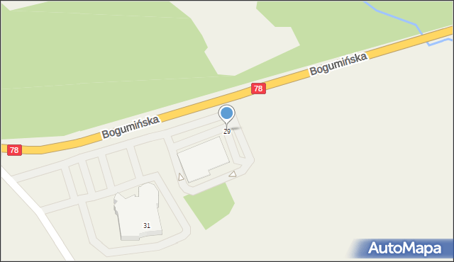 Gorzyce, Bogumińska, 29, mapa Gorzyce