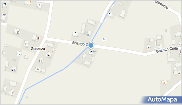 Goszcza, Bożego Ciała, 15, mapa Goszcza