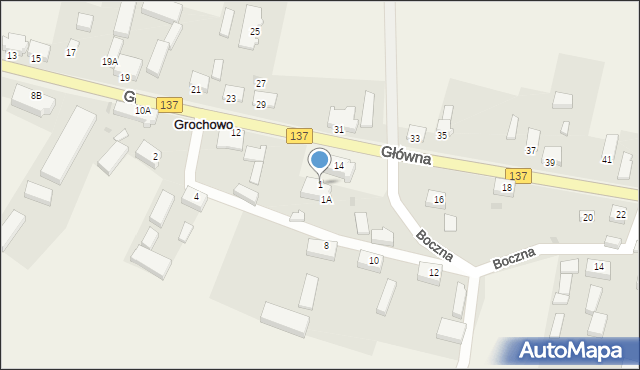 Grochowo, Boczna, 1, mapa Grochowo